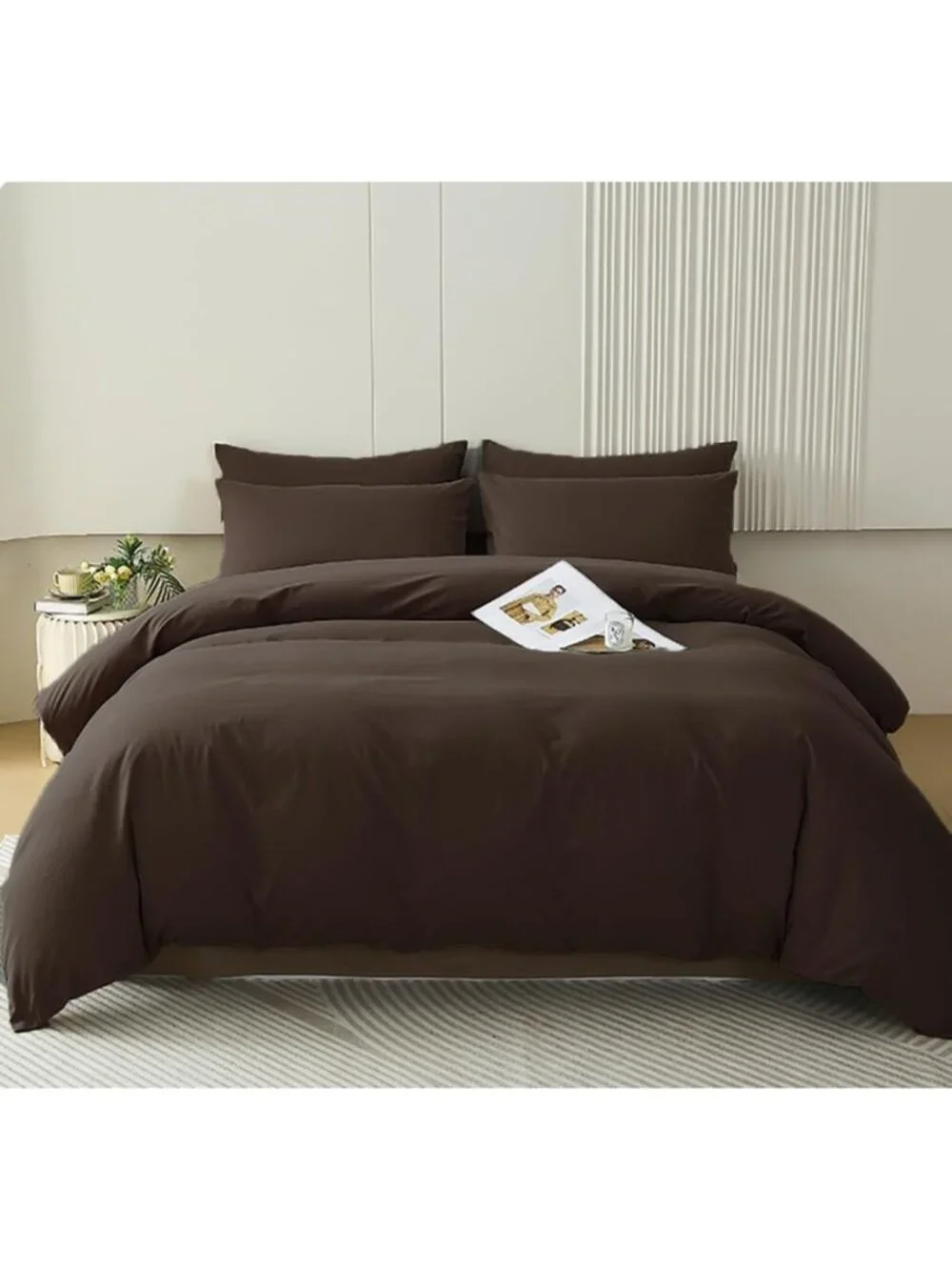 Brown California King Comforter Set - Oversized Mocha Bedding, Vintage Solid